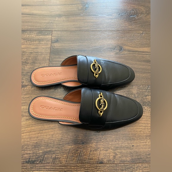 Black Coach Loafer Slides Size 10 - Picture 2 of 4